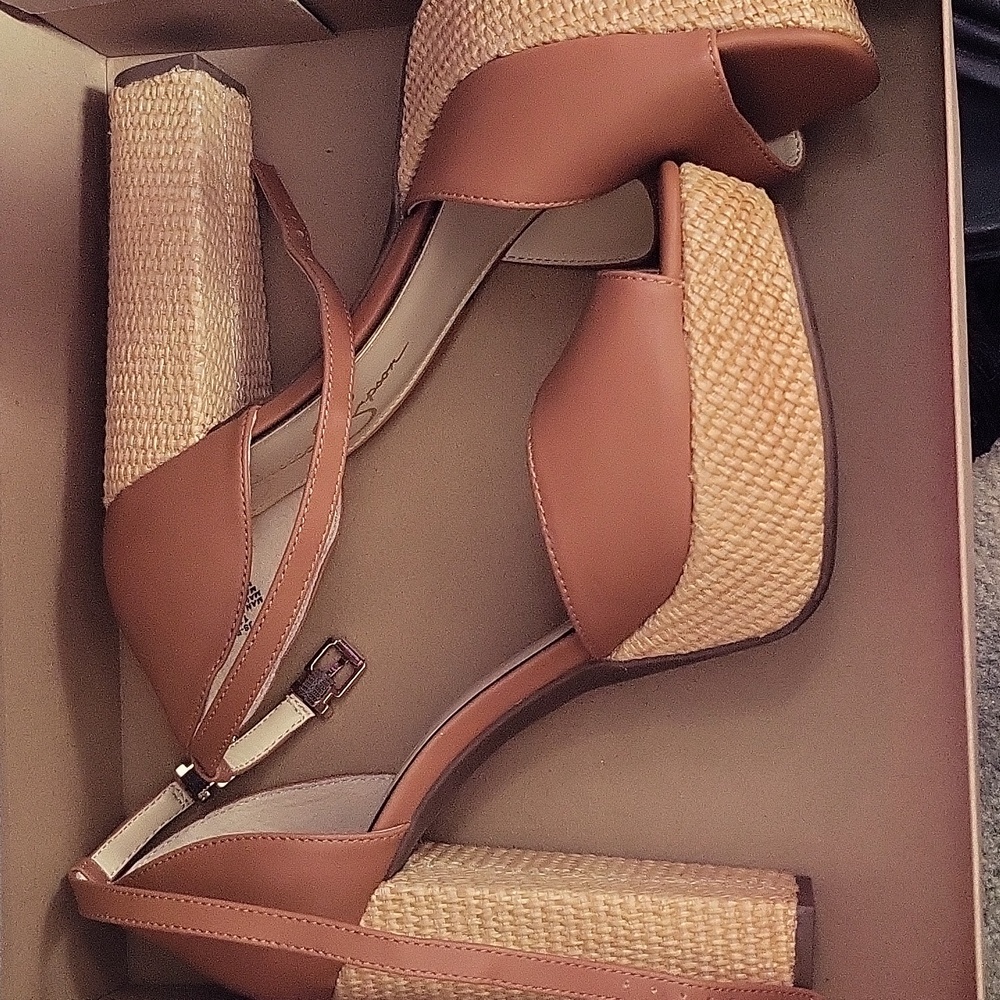 NWB Jessica Simpson Ginger Cookie Juba Calf Pisila Sandals Size 11M - Picture 2 of 6